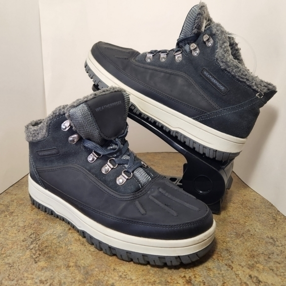 Weatherproof Men's Landon Faux Fur Suede Sneaker‎ Boots 9 Memory Foam Grey Hike